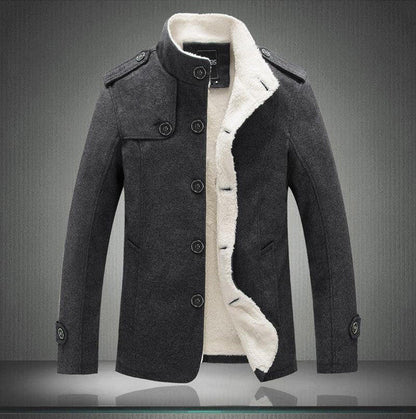 Belro classic wool trench coat, stylish mid-length outerwear with a belt and button details, modeled in a neutral setting.