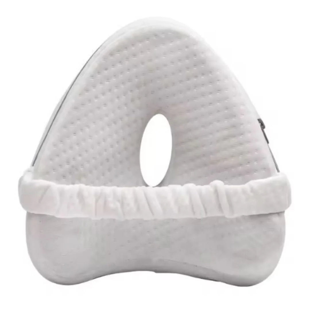 Belro knee pillow for side sleepers, ergonomic support for back and joint comfort, placed between legs in a sleeping position