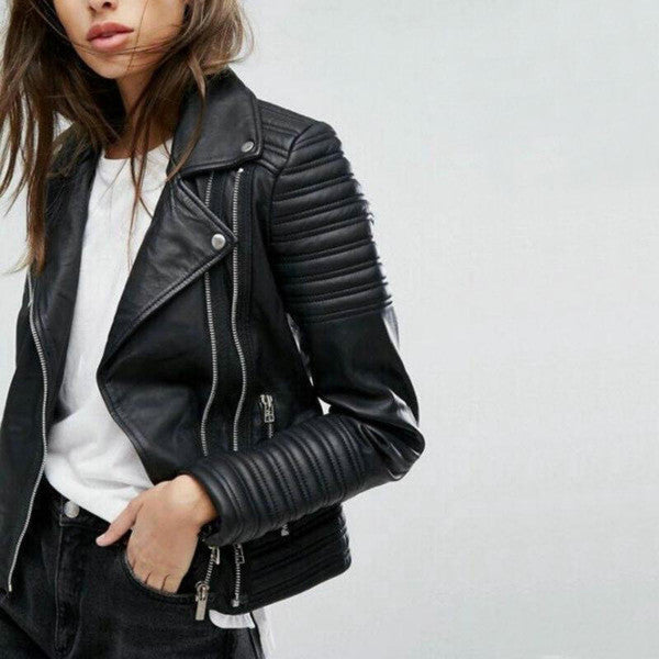 Belro leather biker jacket for motorcycles, featuring classic design with metal zipper and lapel collar, on a plain background.