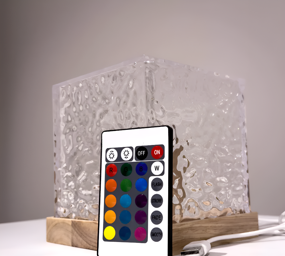 Belro Vibrant 16 Colors Water Ripple Projector Night Light displaying colorful water ripple patterns in a dark room.