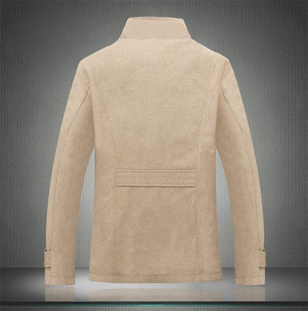 Belro classic wool trench coat displayed on a hanger, showcasing its tailored fit and stylish design.