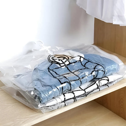 Set of four Belro hanging vacuum storage bags for clothes and linens, featuring easy-to-use sealing and space-saving design.