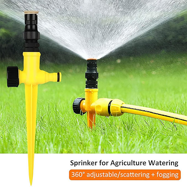 Belro 360-degree garden sprinkler for outdoor watering, rotating to cover large lawn areas efficiently.