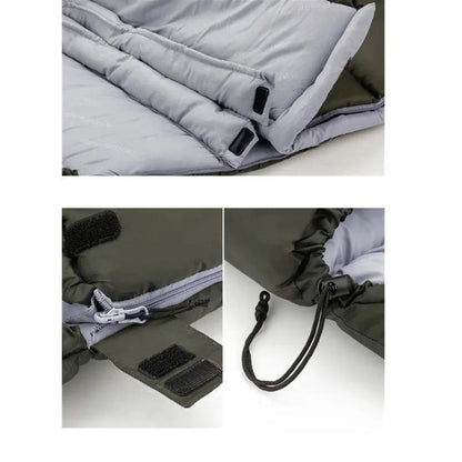 Belro ultra-lightweight outdoor sleeping bag shown open, designed for camping and backpacking trips, with compact, insulated construction.