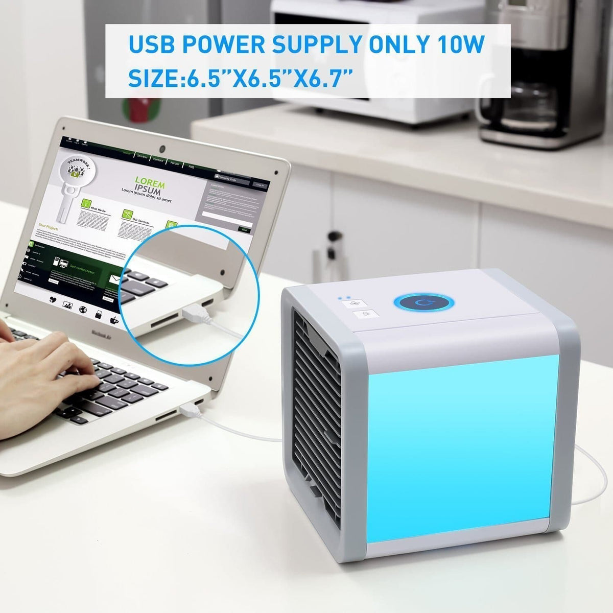 Belro 3-in-1 mobile air conditioner for outdoor use, showing compact design with vents and control panel in a home and garden setting.