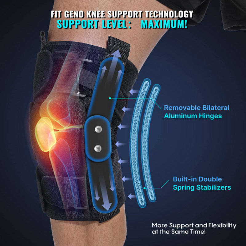 Belro adjustable hinged knee brace for meniscus tear with straps, providing support and stability for knee injuries.