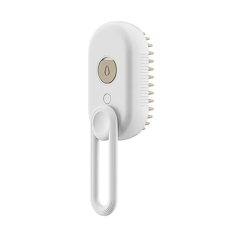 Belro Easy Groom Steam Brush for dogs, showing the handheld grooming tool with steam vents and ergonomic handle.