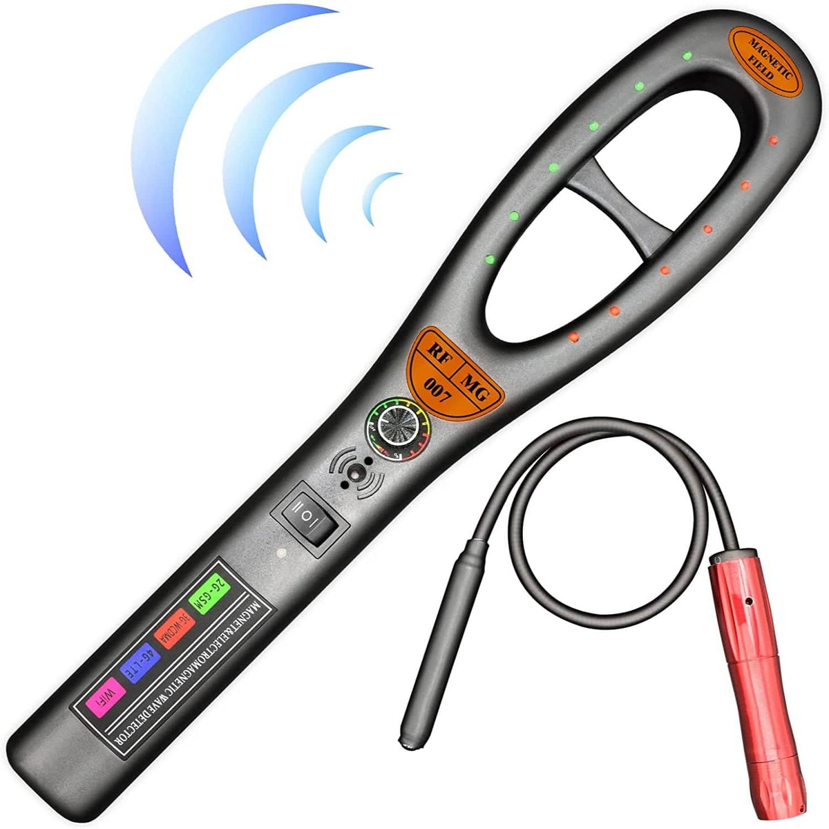 Belro GPS tracker detector device showing digital display and detection sensors for electronic GPS tracking devices.