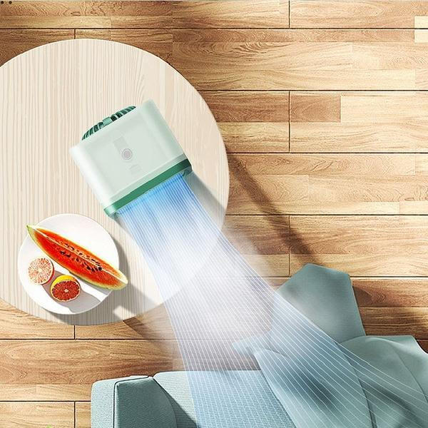 Mini water-cooled air conditioner by Belro, portable outdoor cooling unit for home and garden use, with water tank and control panel.