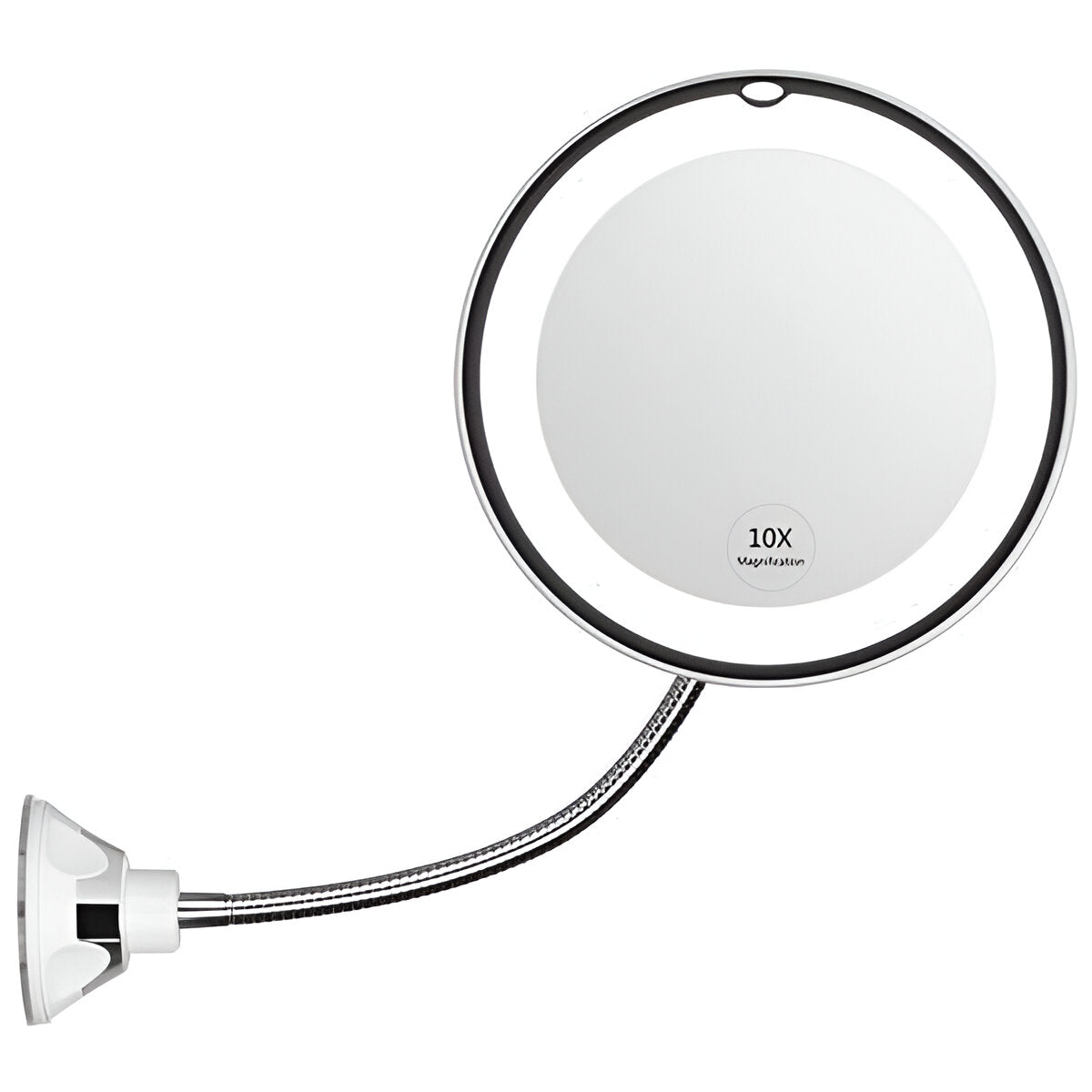 Belro 10X LED mirror on suction cup, compact tool with bright LED light for precise reflection and easy attachment.