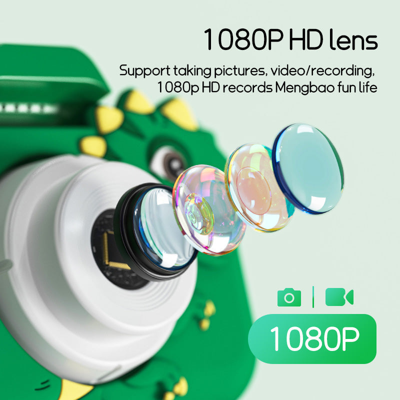 Belro digital children's camera with 32GB memory card, colorful compact electronic device for kids' photography.