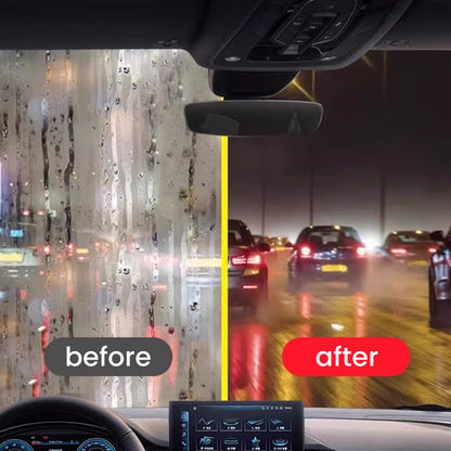 Belro Efficient Car Glass Oil Film Cleaner for home and garden decor, showing a sleek cleaning tool with glass surface reflection.