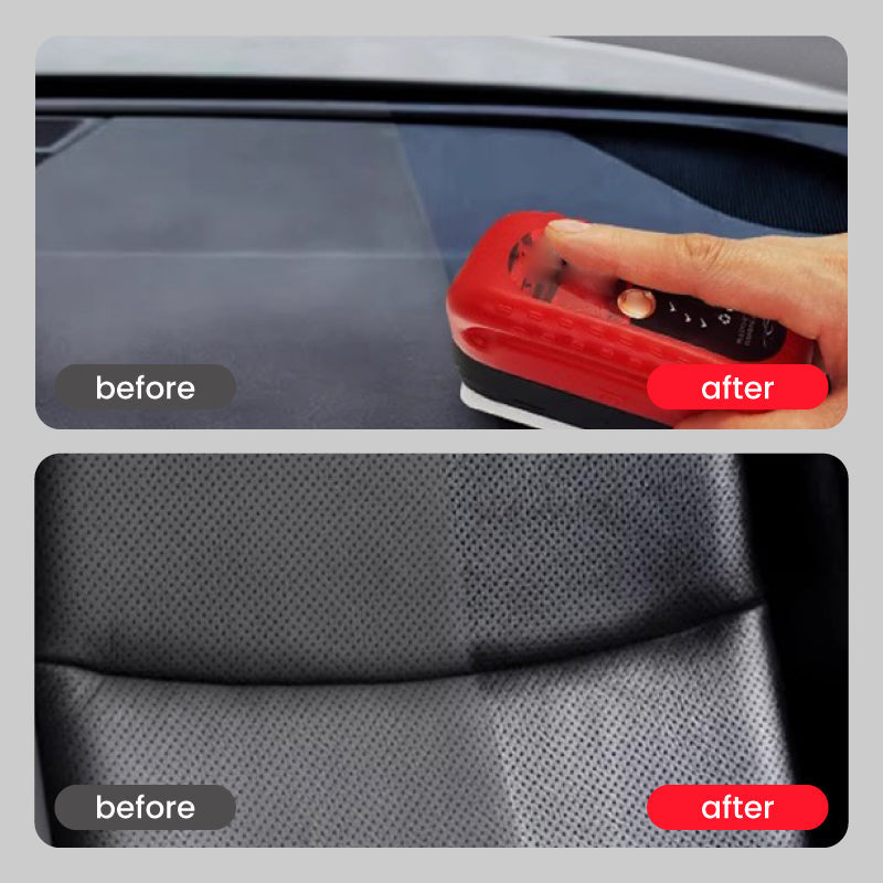 Belro Efficient Car Glass Oil Film Cleaner applied on car window, showcasing a clean, streak-free glass surface.