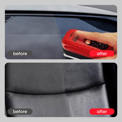 Belro Efficient Car Glass Oil Film Cleaner applied on car window, showcasing a clean, streak-free glass surface.
