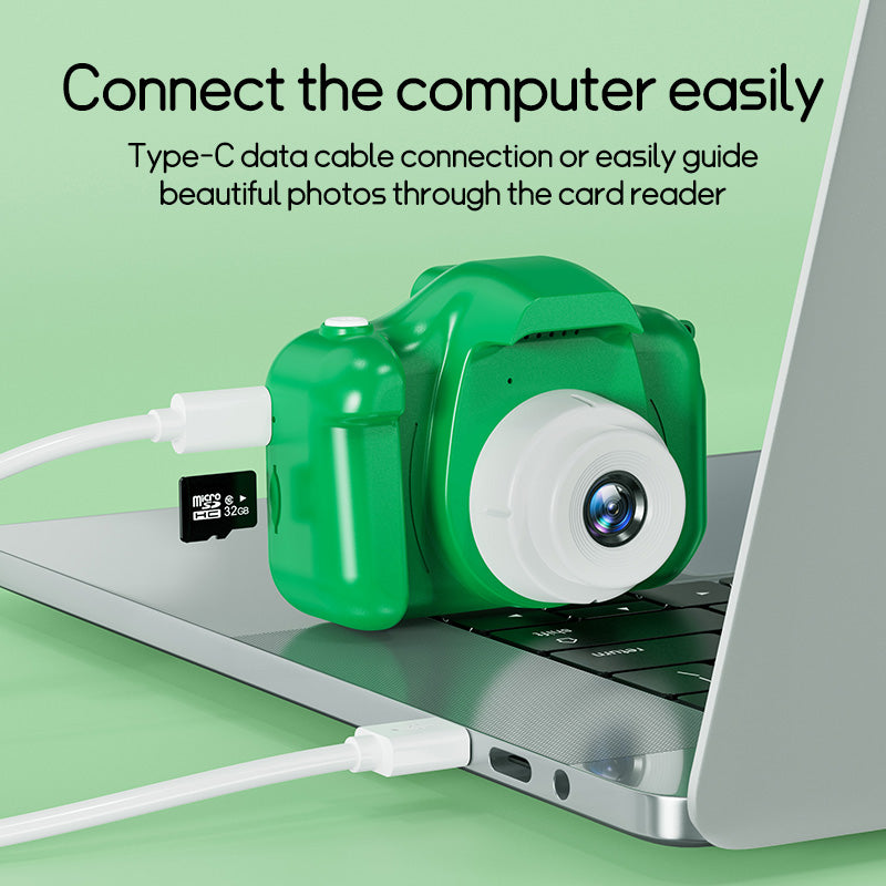 Digital children's camera by Belro with 32GB memory card, compact electronic device for kids to take photos and videos.