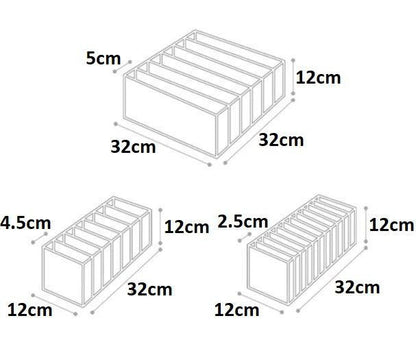 Belro storage boxes for underwear and lingerie, neatly organized in clear plastic containers with compartments for clothing storage.