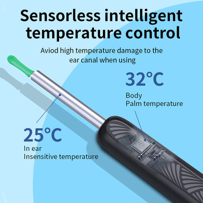 Belro ear cleaning picker with camera showing a close-up view of the device and its tip for safe ear inspection and cleaning.