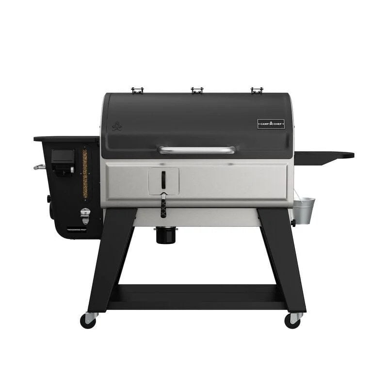 Camp Chef Woodwind Pro 36 Pellet Grill by Casavibeo with stainless steel body, digital control panel, and cooking racks.