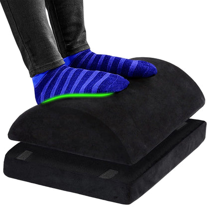 Belro curved ergonomic under-desk footrest for home office, providing support and comfort for improved posture while working.