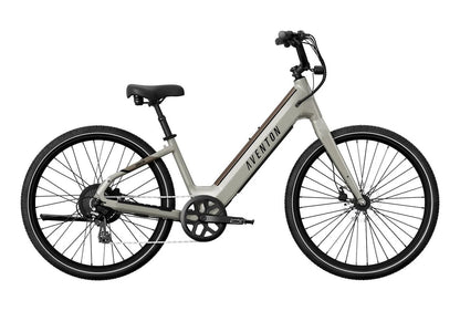 Casavibeo Aventon Pace 4 Step Through electric bike with sleek frame and comfortable saddle, ready for city riding.