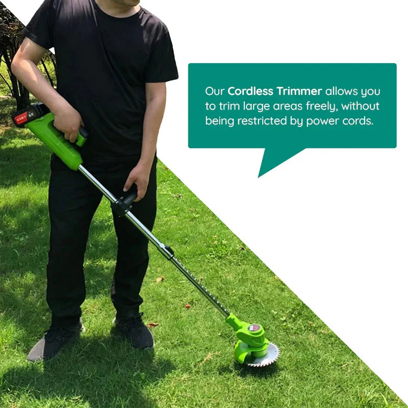 Belro cordless electric grass trimmer with battery, designed for efficient yard work, featuring a lightweight and ergonomic build.