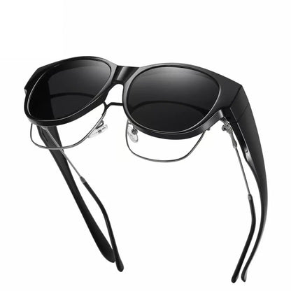 Mivoza fit-over polarized sunglasses with UV protection for glasses wearers, stylishly shielding eyes during sunny outdoor activities.
