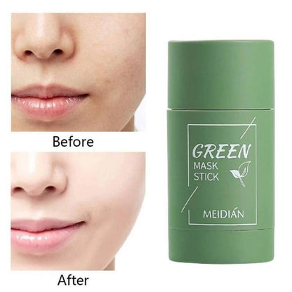 Belro Green Tea Clay Deep Cleanse Mask Stick for face, featuring a sleek green mask stick with natural ingredients and pore-clearing properties.