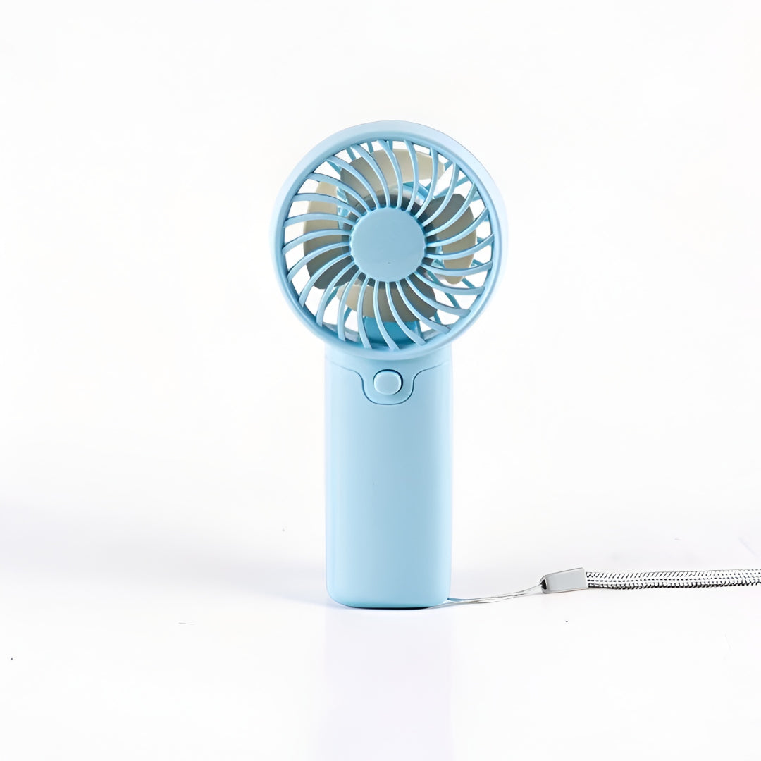 DecorsDeluxe ZenWave Traveler portable mini handheld fan with battery, compact design, perfect for travel and personal cooling.