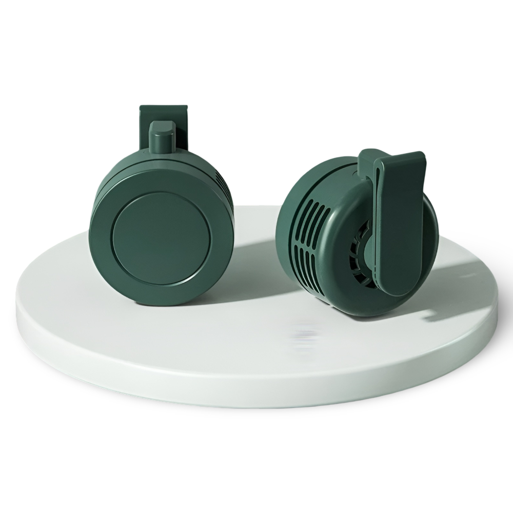 Mini clip-on neck fan by DecorsDeluxe, portable and foldable personal cooling fan with adjustable settings and lightweight design.