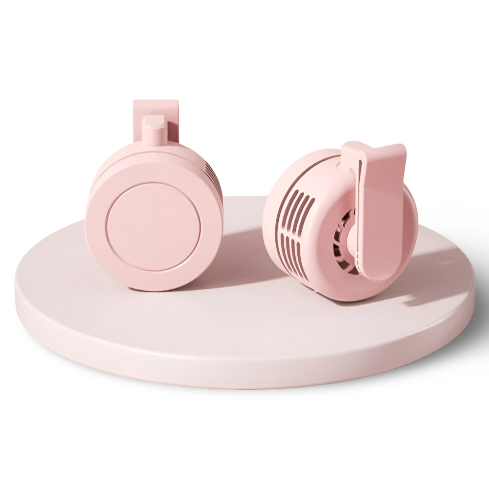 DecorsDeluxe portable mini clip-on neck fan with adjustable and foldable design for personal cooling and hands-free comfort.
