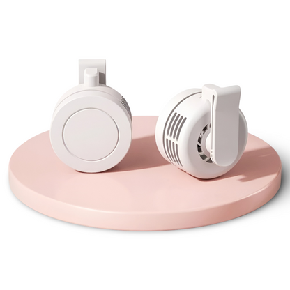 DecorsDeluxe mini clip-on neck fan, portable personal cooling fan with adjustable and foldable design, perfect for on-the-go use.