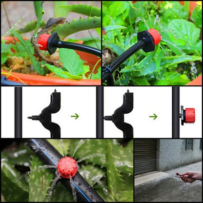 Mivoza drip irrigation drippers set, adjustable for precise watering, ideal for garden and outdoor plant irrigation systems.