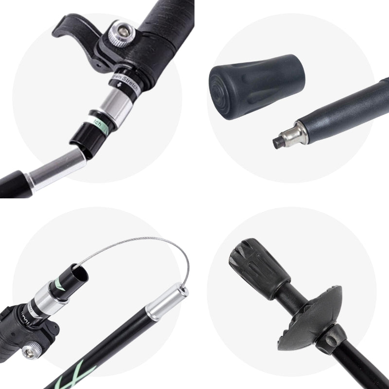 Belro premium automatic retractable hiking stick, adjustable outdoor trekking pole with ergonomic handle and durable design.
