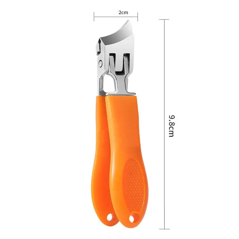 Mivoza heavy-duty nail clipper with wide handle and splash guard for thick nails, designed for easy, precise nail trimming.