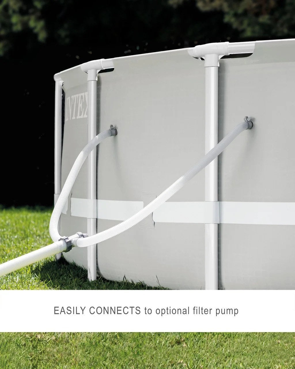 Casavibeo Prism Frame 14ft x 42in above ground round pool set with dual outlet filter system and sturdy metal frame.