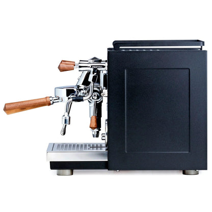 Profitec Ride black walnut espresso machine by Casavibeo with sleek design and compact build for home brewing.