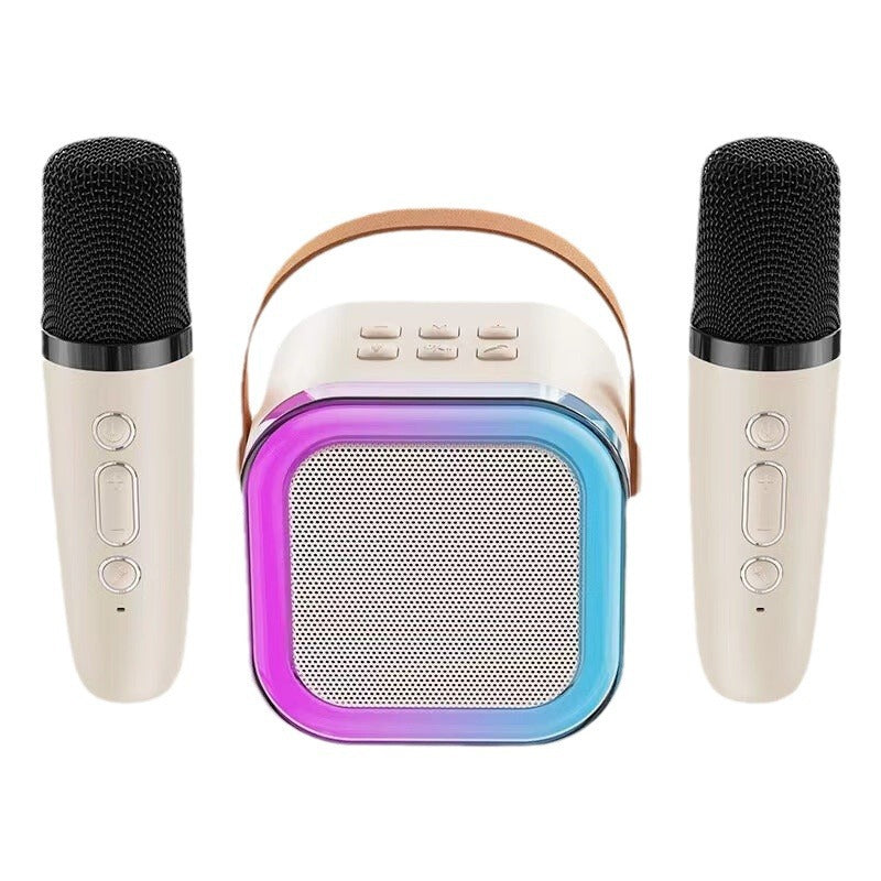 Belro Mini Karaoke Machine with wireless microphone, colorful toy for kids, portable entertainment device for singing and fun.