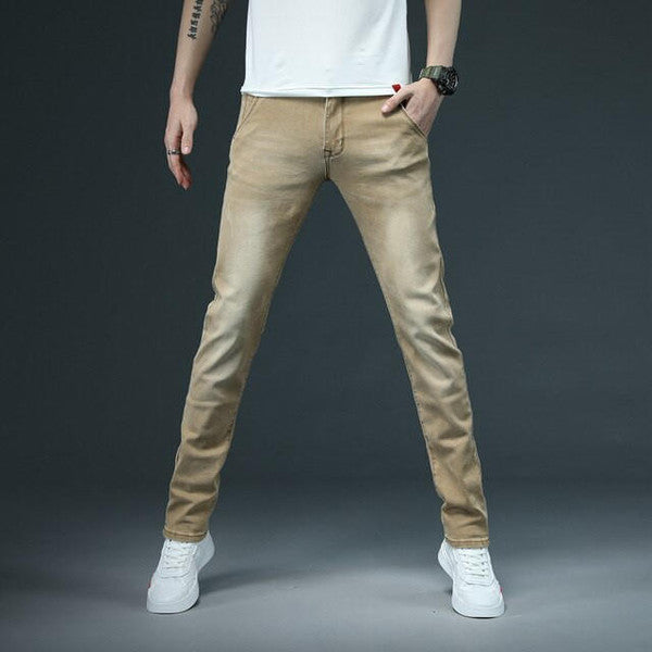 Slim denim jeans by Belro, showcasing a pair of fitted blue jeans with classic five-pocket design and sleek silhouette.