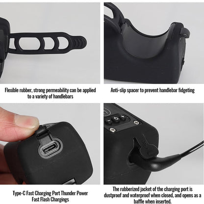 Belro mountain bike electronic horn mounted on handlebar, compact outdoor bike accessory with button activation.