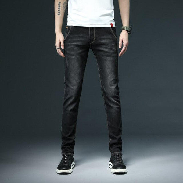 Slim denim jeans by Belro, featuring a close-up of the dark wash fabric and fitted style, perfect for casual wear.
