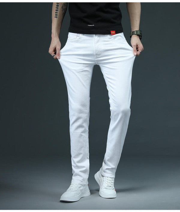 Belro slim denim jeans in dark wash, showing fitted style with classic five-pocket design and belt loops.