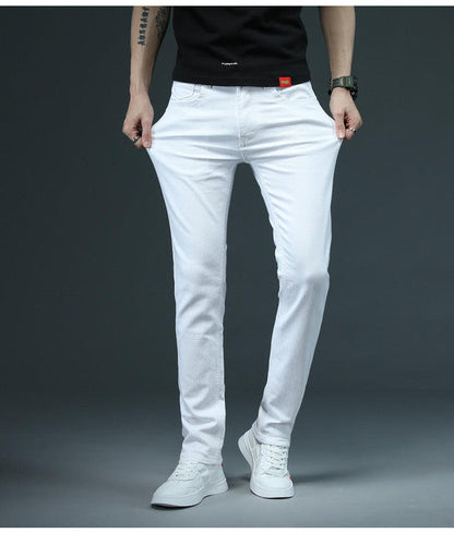 Belro slim denim jeans in dark wash, showing fitted style with classic five-pocket design and belt loops.