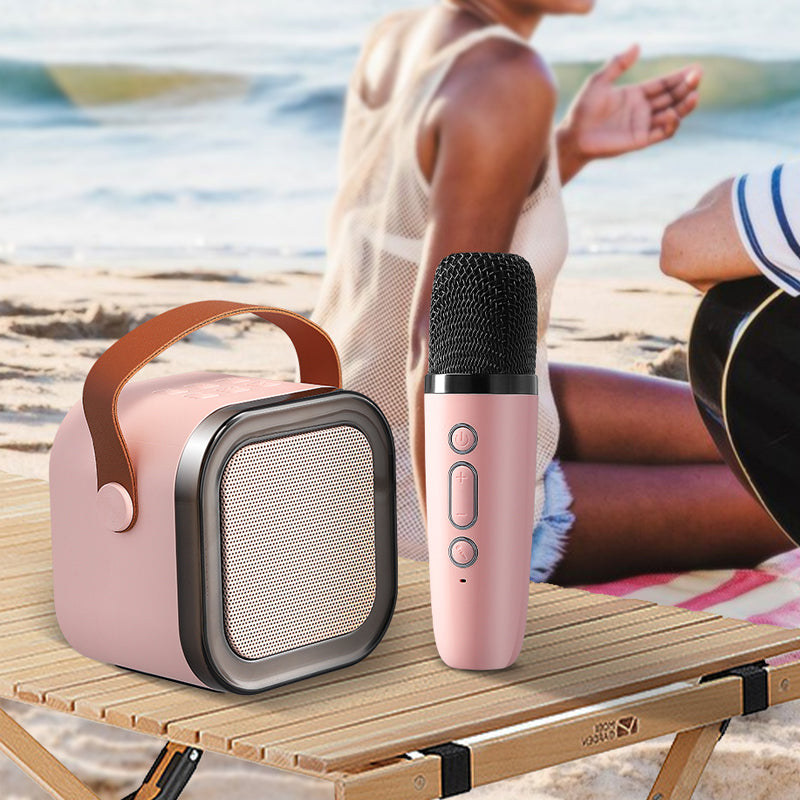 Belro Mini Karaoke Machine with wireless microphone, colorful toy for kids, portable entertainment device for singing fun