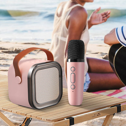 Belro Mini Karaoke Machine with wireless microphone, colorful toy for kids, portable entertainment device for singing fun