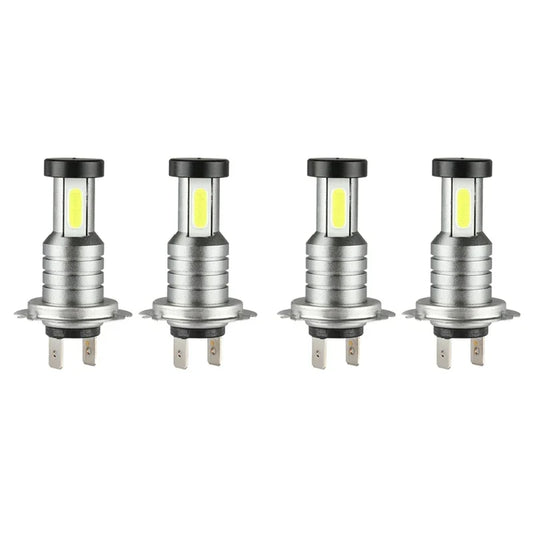 Belro 4x H7 LED headlight bulbs kit for automotive exterior lighting, showing bright, energy-efficient LED bulbs installed in a vehicle headlight.