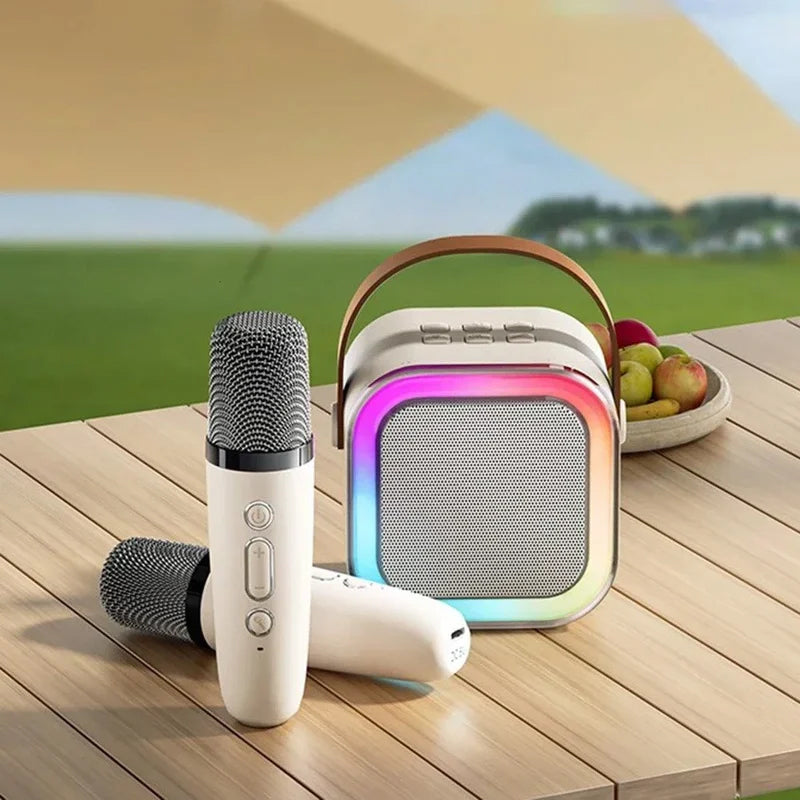 Belro mini karaoke machine with wireless microphone, toy for kids and teens, colorful design, portable entertainment device