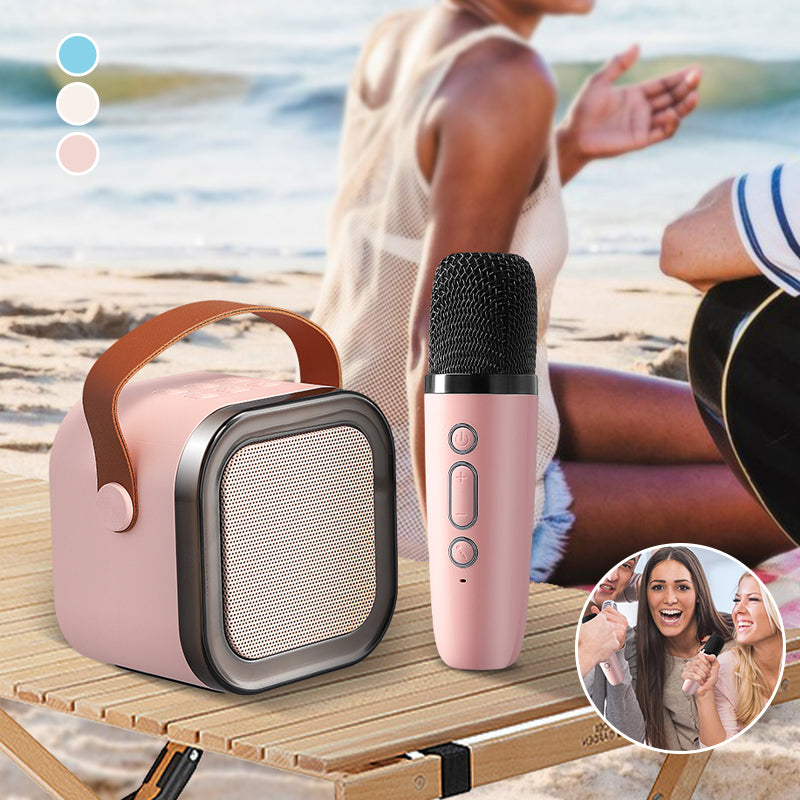 Belro mini karaoke machine with wireless microphone, compact toy for singing and entertainment, perfect for kids' playtime.