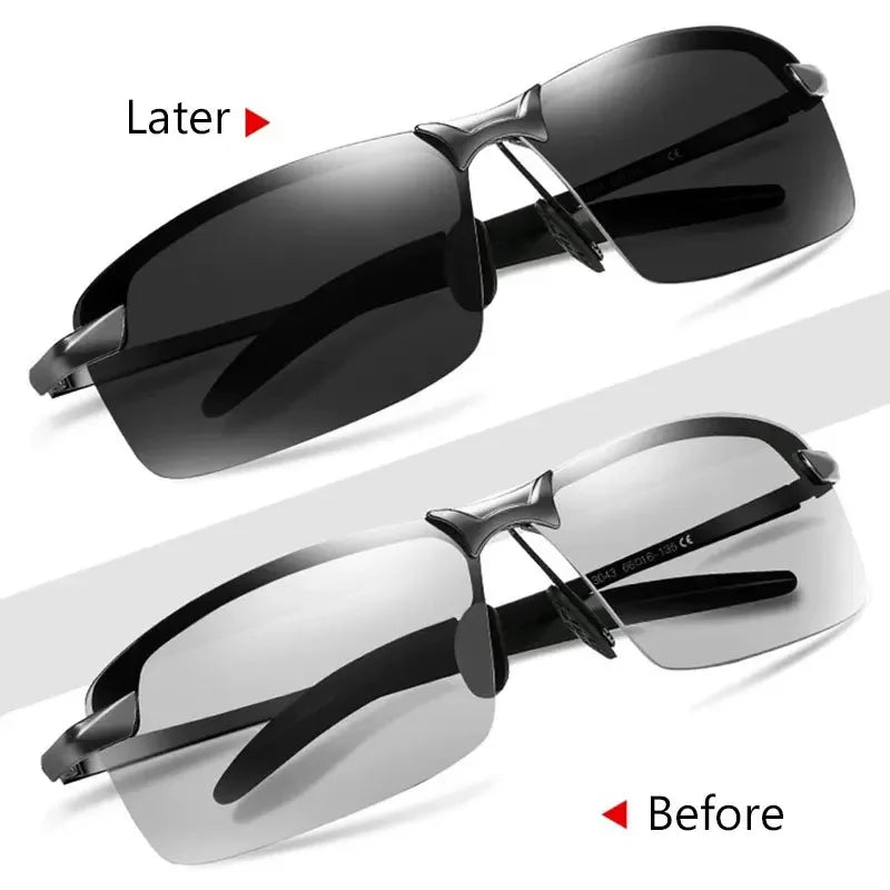 Belro polarized photochromic sunglasses with adjustable lenses, photochromic tint, and durable frame, designed for outdoor use