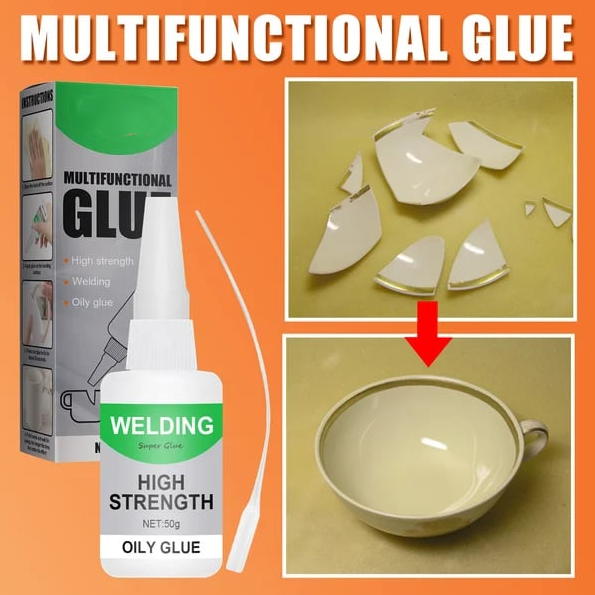 BowLift Extreme Super Glue, a fast-bonding adhesive for all surfaces, shown in a close-up image of the glue tube and packaging.