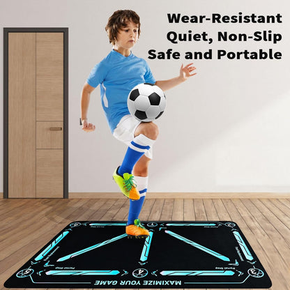 Belro soccer training mat for all skill levels, outdoor sports and fitness surface with colorful markings for practice drills.